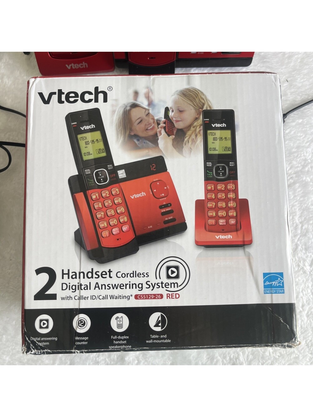 VTech CS5129-26 2 Handset Cordless Phone with Digital Answering System - Red